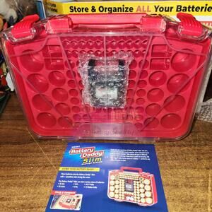 Battery Daddy SLIM Battery Organizer Case With Tester Stores 100 Drawer Size New